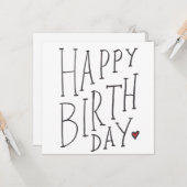 Carte Hand Drawn Happy Birthday  (Devant/Arrière en situation)