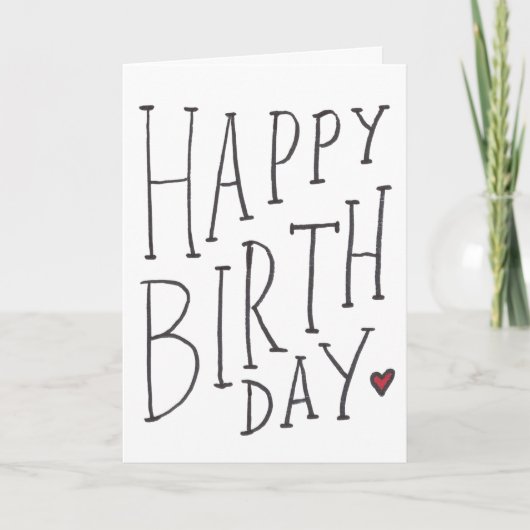 Carte Hand Drawn Happy Birthday Folded (Devant)