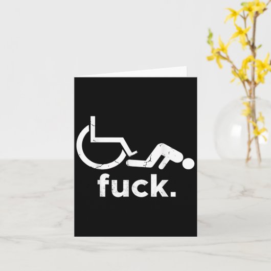 Carte Handicap Humour en fauteuil roulant Mème amusant - (Fleur jaune)