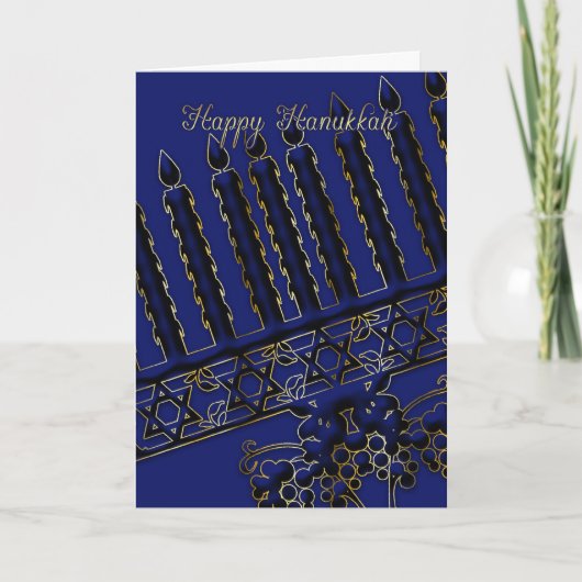 Carte hanoukka avec bougies en bleu (Devant)