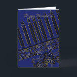 Carte hanoukka avec bougies en bleu<br><div class="desc">Carte de vacances hanoukka avec bougies en bleu et or</div>