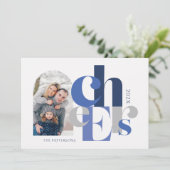 Carte Hanoukka Bold Photo Blue Holiday (Debout devant)