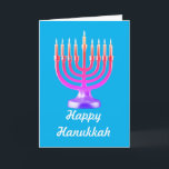 Carte Hanoukka, carte Hanoukka pliée 5" x 7"<br><div class="desc">Célébrez la fête des lumières avec cette carte Hanoukka sur le thème de la menorah. Utilisez les outils de montage faciles de Zazzle pour personnaliser la carte. Le message d'accueil est : "Heureux Hanoukka." Le message intérieur dit : "Souhaitez-vous la joie, les sourires, l'amour et la prospérité pendant que vous...</div>