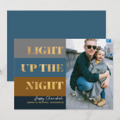 Carte Hanoukka Chanukah Gold Light Up the Night Photo (Devant / Derrière)