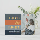 Carte Hanoukka Chanukah Gold Love & Light Photo (Debout devant)