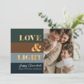 Carte Hanoukka Chanukah Gold Love & Light Photo Greeting (Debout devant)