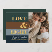 Carte Hanoukka Chanukah Gold Love & Light Photo Greeting (Devant / Derrière)