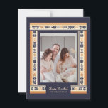Carte Hanoukka de la Marine Ruban Frontière Famill<br><div class="desc">Cartes Hanoukka de bordure ruban de la marine. Ces cartes photos ont une élégance classique. Utilisez la fonction de personnalisation pour modifier les détails.</div>