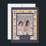 Carte Hanoukka de la Marine Ruban Frontière Famill<br><div class="desc">Cartes Hanoukka de bordure ruban de la marine. Ces cartes photos ont une élégance classique. Utilisez la fonction de personnalisation pour modifier les détails.</div>
