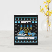Carte Hanoukka de Noël Pignon Pajama Santa Hat Chanukah (Fleur jaune)