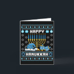 Carte Hanoukka de Noël Pignon Pajama Santa Hat Chanukah<br><div class="desc">Noël Hanoukka Pignon moche Pajama Santa Hat Chanukah Dreidel</div>
