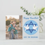 Carte Hanoukka Dove salue la paix (Debout devant)