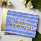 Carte Hanoukka Gold et Blue Stripe