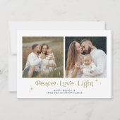 Carte Hanoukka Gold Navy Menorah Peace Love (Devant)