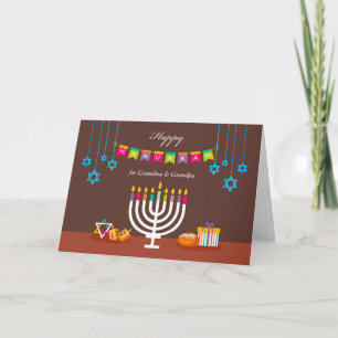 Carte Hanoukka heureuse pour grands-parents, Menorah col