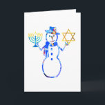 Carte Hanoukka juif mignon bonhomme de neige Menorah éto<br><div class="desc">Célébrez les fêtes juives avec cet adorable Chanukah Snowman ! Drôle cadeau Chrismukkah pour les garçons, les filles. Grande carte pour petits-enfants de grands-parents. Bubbeh Bubbee Bubbie Zaydeh Zaydee drôle Dads Drôle Hanoukka idée pour fils, fille. Idéal pour les amis du rabbin et du temple. Snowman avec Étoile de David...</div>