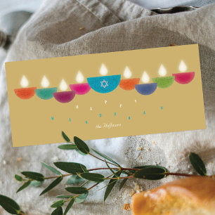 Carte Hanoukka Lampe à huile colorée Menorah D
