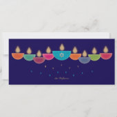 Carte Hanoukka | Lampe à huile colorée Menorah | M (Devant)