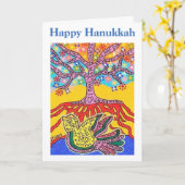 Carte Hanoukka Langue spirituelle yiddish de l'arbre de (Fleur jaune)