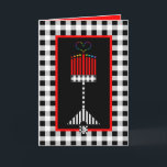 Carte Hanoukka Love<br><div class="desc">Cette hanukkiah stylisée,  principalement de noir-blanc et de rouge,  affiche une grande lumière centrale de couleur arc-en-ciel qui dissipe la flamme pendant cette saison joyeuse. L'intérieur est bordé et coordonné pour votre plaisir d'écriture. Chag Chanukkah SameaCh ! ~ karyn</div>