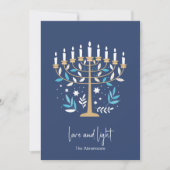 Carte Hanoukka Love & Light Floral Menorah (Devant)