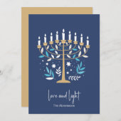 Carte Hanoukka Love & Light Floral Menorah (Devant / Derrière)