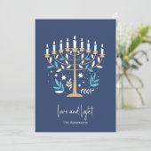 Carte Hanoukka Love & Light Floral Menorah (Debout devant)