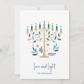 Carte Hanoukka Love & Light Floral Menorah (Devant)