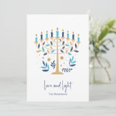 Carte Hanoukka Love & Light Floral Menorah (Debout devant)