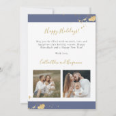 Carte Hanoukka Marine Watercolor Gold Menorah (Dos)