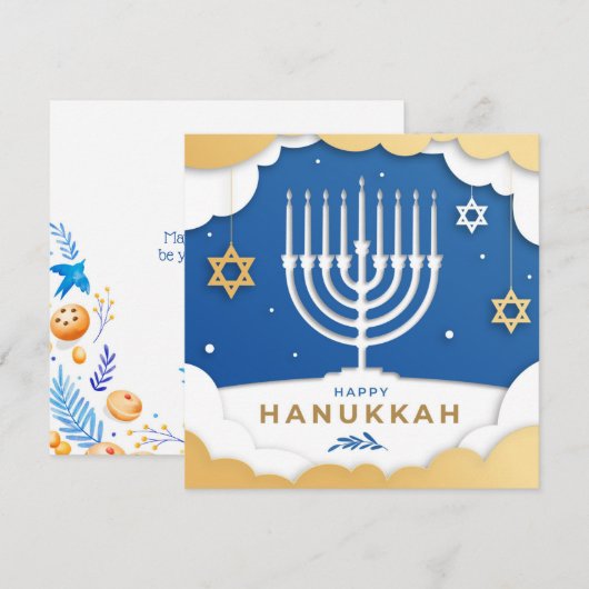 Carte Hanoukka Menorah (Devant / Derrière)