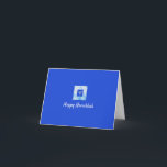 Carte Hanoukka Menorah Bleu<br><div class="desc">Joli graphique menorah avec "HAPPY HANOUKKA" en écriture script. Personnalisez avec votre nom.</div>