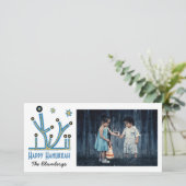 Carte Hanoukka "Menorah Bling" (Debout devant)