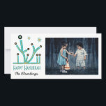 Carte Hanoukka "Menorah Bling"<br><div class="desc">Happy Holiday, Carte photo Hanoukka, "Menorah Bling" Glossy, Carte photo à enveloppe blanche. Personnalisez en remplaçant les photos et le libellé, "Happy Hanoukka, The Blumbergs" Personnaliser le libellé en choisissant votre style de police préféré, la couleur et la taille. Merci de vous être arrêté et de faire du shopping par...</div>