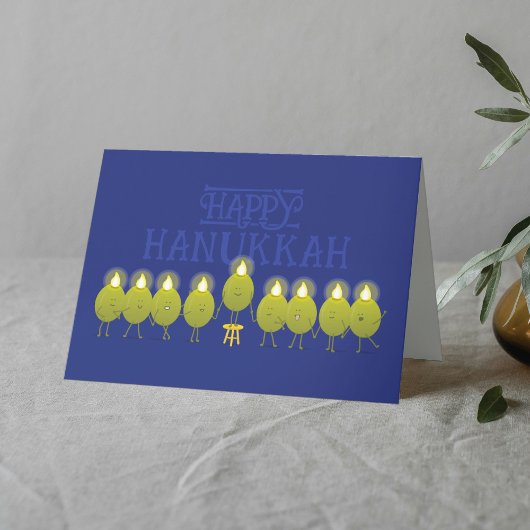 Carte Hanoukka Menorah Olives, Blue Folk Group