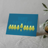 Carte Hanoukka Menorah Olives, Turquoise Blue Folk Group