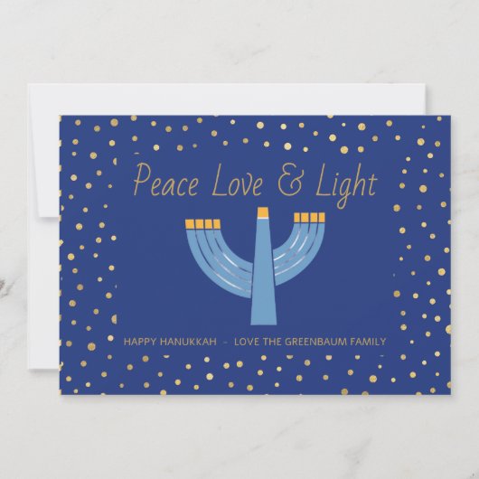 Carte Hanoukka moderne Blue et Gold Foil (Devant)