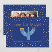 Carte Hanoukka moderne Blue et Gold Foil (Devant / Derrière)