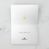 Carte Hanoukka Olive Menorah | Logo d'entreprise bleu (Intérieur)