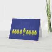 Carte Hanoukka Olive Menorah | Logo d'entreprise bleu (Devant)