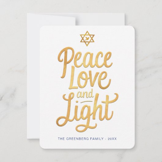 Carte Hanoukka Peace Love et Light (Devant)