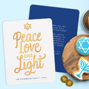 Carte Hanoukka Peace Love et Light