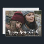Carte Hanoukka Photo Holiday<br><div class="desc">Ce carte photo adorable qui dit, "Heureux Hanoukka !" en caractères de script sur le devant et votre nom de famille avec l'année est parfait pour envoyer à des amis et à la famille. Pour voir à quoi ressembleront vos cartes, sélectionnez Personnaliser ce modèle, téléchargez une photo préférée et tapez...</div>