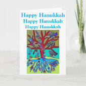 Carte Hanoukka Red Tree of Life Hearts & Butterflies (Devant)