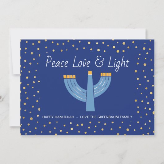 Carte Hanoukka simple Blue et Gold Foil (Devant)