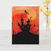 Carte hantée de Halloween de Chambre (Fleur jaune)