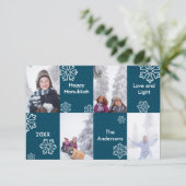 Carte Hanukkah 3x5 - 4 Photos Fond à Points Bleus (Debout devant)