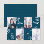 Carte Hanukkah 3x5 - 4 Photos Fond à Points Bleus (Devant / Derrière)