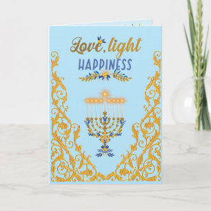 Carte Hanukkah bleu clair élégant