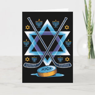 Carte Hanukkah Hockey Menorah Étoile Fête Sportive Festi